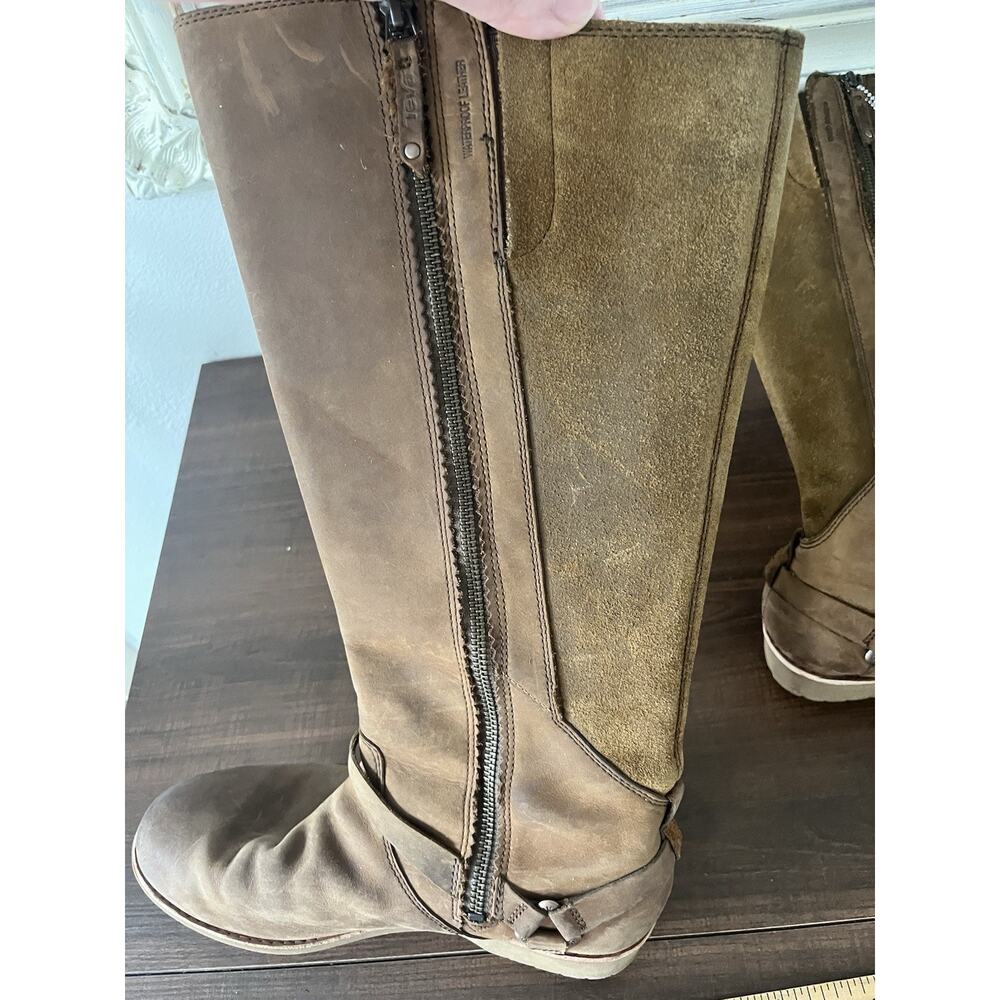 TEVA DE LA VINA WATERPROOF LEATHER TALL BOOTS US 8.5 WOMENS BROWN SIDE ZIP BOOT - Picture 8 of 12